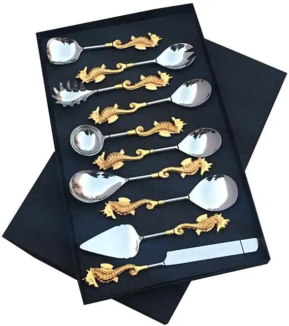 Stainless steel Aluminum Serving utensils Tableware Buffet spoons Kitchen tools Flatware Fork kitchen ware Set Of 12 Pcs