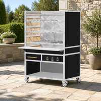 Grill Rotisserie Commercial en Acier Inoxydable au Charbon de Bois sur Chariot, Origine Guangdong Chine, pour Restaurants, Hôtels et Traiteurs