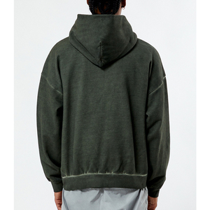 Sudadera con capucha y cremallera para hombre, estilo vintage, lavado desgastado, oversize, 400GSM, forro polar grueso, 100% algodón, secado rápido - Product Image 3