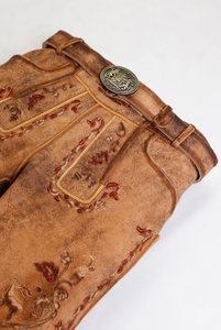 Elegante Lederhosen bávaro para hombres Pantalones cortos de cuero de gamuza de cabra genuina para hombres - Product Image 5