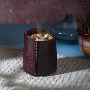 Handmade Luxury Leather <b>Bakhoor</b> Burner Portable <b>Oud</b> Incense Holder with Gold Metal Bowl Arabic Mabkhara Home Office Decoration - Product Image 3