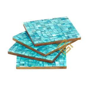 Unique Design High Quality Horn Bone Square Shape Wood and Resin Wooden Drink <b>Coaster</b> Cup Wood <b>Coaster</b> Home Decor Top Selling - Product Image 2