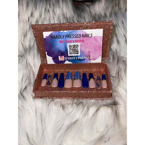 Blue Snake Skin Press on Nail Art Unique and Eye-catching Design - Product Image 3