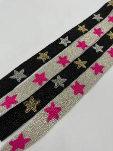 <b>CRYSTAL</b> CRAFT Classic Checkered Customized <b>Glass</b> Beaded Purse Strap Custom Logo White Gold Seed Beads Indian Fashion Accessories - Product Image 6