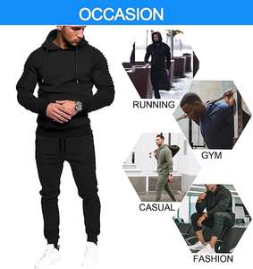 Stylish <b>men</b> tracksuit set slim fit jogging outfit fashion sportswear comfortable breathable gym training suit for daily wear - Product Image 4