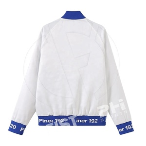 Veste universitaire blanche de sororité avec bordure bleue et logo Zeta brodé sur le devant, style preppy, coupe classique, pour l'automne - Product Image 6