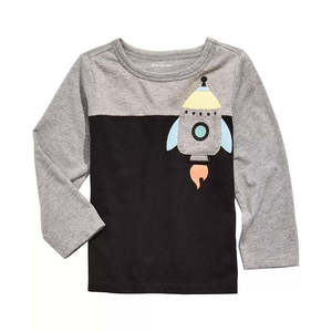 First Impressions T-shirt con stampa Rocket per neonati, colore nero, taglia 24MOS, top carini per bambini - Product Image 1