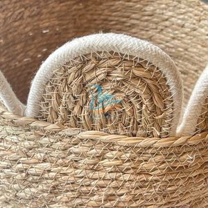 Handmade Vietnam Seagrass Zizzag <b>Sewing</b> Round <b>Basket</b> with Scalloped Wavy Edge Unique Home Storage Decoration - Product Image 6