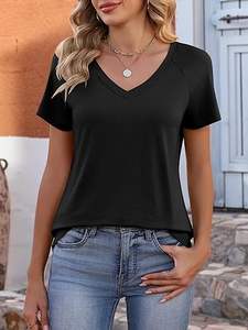 <b>Women</b> High Quality Tops Short Sleeve <b>V</b> <b>Neck</b> <b>Shirts</b> Summer <b>T</b> <b>shirts</b> - Product Image 5