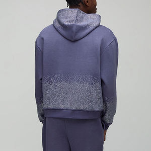 ชุดวอร์มผู้ชายดีไซน์ฮู้ดทันสมัย ประดับด้วยหินเทียม งานประณีต สีพื้น สำหรับฤดูหนาว ราคาถูกสำหรับการสั่งซื้อจำนวนมาก บริการ OEM - Product Image 4