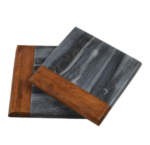 Posavasos de Madera y Mármol de Acacia, Estilo Rústico Personalizado, Ecológico, 10 mm de Grosor, Regalo de Boda, Alfombrillas y Protectores - Product Image 1