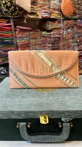 Sac à main à motif de Style Vintage pour femmes sac à main à bande dorée inclinée broderie doublure en soie fermeture à glissière en coton deux sangles-cadeau - Product Image 3