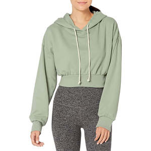 เสื้อฮู้ดผู้หญิง OEM ผ้าเทอร์รี่คอตตอน 100% ระบายอากาศได้ดี ทรงครอปท็อป พร้อมโลโก้สั่งทำ สำหรับฤดูหนาว - Product Image 1