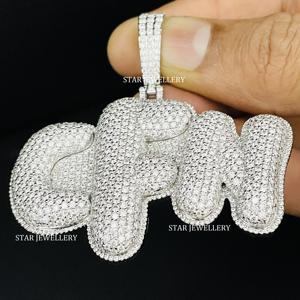 Colgante de burbuja con letra unisex personalizado de oro de 10K chapado en oro con diamantes cultivados en laboratorio, corte brillante redondo, estilo hip-hop - Product Image 3