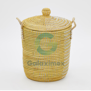 Hot Selling Seagrass Woven Storage <b>Basket</b> with Handles for Home Decor <b>Wicker</b> Crafts Clothing Organization in <b>Laundry</b> <b>Baskets</b> - Product Image 3