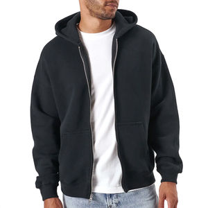 Nueva Llegada, Sudaderas con Capucha Casuales para Hombre, con Cierre, Color Negro y Verde Sólido, 100% Algodón, Impermeables - Product Image 1