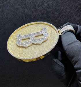 Custom Letter B Circle Pendant in <b>Gold</b> Finish Fully Iced VVS Moissanite Hip Hop Jewelry - Product Image 3