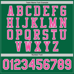 Veste pour homme personnalisée pour Kelly Green Pink-White Full-Snap Varsity Letterman Jacket Vintage Windbreaker Streetwear for Winter - Product Image 4