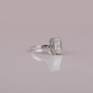 Anillo de Bodas de lujo de macizo de oro blanco 18 quilates, corte esmeralda, Diamante cultivado en laboratorio, compromiso solitario, corte redondo, diamante, anillo certificado IGI - Product Image 5