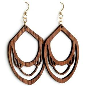 Handmade Angel-Inspired Eco-Friendly Jewelry <b>Interlocking</b> Wooden Pendant <b>Necklace</b> Buffalo Horn Resin Wood Metal Bone Earrings - Product Image 1