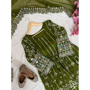 Salwar Kameez de Georgette Sintética de Lujo con Bordados Hermosos, Largo hasta el Suelo, de Secado Rápido, Colores Personalizados, para Fiestas y Festivales de Mujer - Product Image 6