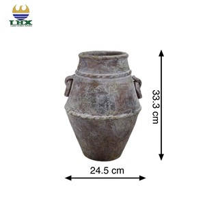 Vase <span class=keywords><strong>en</strong></span> céramique aspect <span class=keywords><strong>terre</strong></span> <span class=keywords><strong>cuite</strong></span> fait à la main <span class=keywords><strong>avec</strong></span> poignées pot de poterie rustique intérieur extérieur maison jardin décor pièce maîtresse - Product Image 1