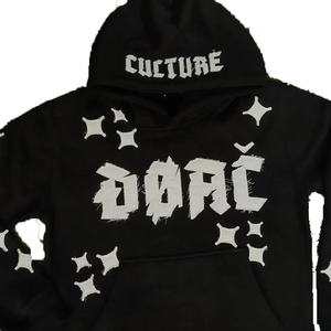 Oem Heavy Weight Men'S Pull Over Hoodies Wholesale Applique Embroidery <b>Hoodie</b> Custom Distressed Patch <b>Thermal</b> Hoodies - Product Image 1