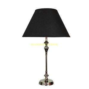 Modern Silver <b>Metal</b> Table Lamp With <b>Black</b> Fabric <b>Shade</b> Perfect Decorative <b>Lighting</b> For Bedroom Living Room And Study Room Lamps - Product Image 1