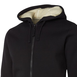 <b>Black</b> Zip Up Hoodie Sherpa Lined Winter Fleece Hooded Jacket Warm Cotton <b>Sweatshirt</b> <b>Plain</b> Blank Heavyweight Hoodie Wholesale - Product Image 5