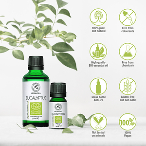 Huile Essentielle d'Eucalyptus Biologique Aromatika 50ml Certifiée ECOCERT COSMOS Distillée à la Vapeur Globulus 100% Pure Sans Parabène - Product Image 3