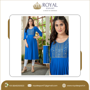 Zari-ropa de boda y fiesta de diseñador, bordado de alta calidad, cuello y lateral, 14kg, rayón pesado, Kurti - Product Image 6