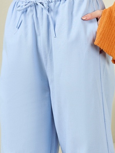 กางเกงลำลองผ้าแคนวาสทรงตรงสำหรับผู้หญิง สไตล์สตรีทแวร์ เอวยางยืด ใส่สบาย เหมาะสำหรับฤดูร้อน เนื้อผ้านุ่ม ระบายอากาศได้ดี เป็นมิตรกับสิ่งแวดล้อม - Product Image 2