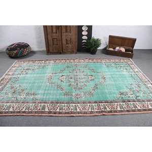 Tapis turc vintage 6x9,9 pieds, tapis persan vert - Product Image 3