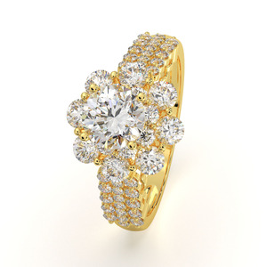 Luxury Real Gold <b>Ring</b> for Women Fashion Jewelry Flower Shape Cubic Zirconia <b>Stone</b> Rhodium Vietnam Manufacturer for Parties - Product Image 1