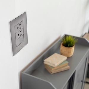 Presa a Muro, MXIOM-001, 1 Pezzo, 2 Prese/Interruttore, 125-250VAC, 10/15A, 50/60Hz, Argento, Acciaio Inox/PC. - Product Image 5