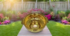 Traditional 16 Inch Brass Urli for Home <b>Decor</b> Handcrafted Embossed Flower Pot for <b>Table</b> <b>Top</b> for Wedding - Product Image 4