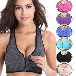 Sujetador deportivo Push Up con cremallera para mujer, sin aros, a prueba de golpes, transpirable, Tops deportivos, Fitness, gimnasio, Yoga, chaleco deportivo, sujetador, Top - Product Image 1
