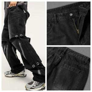 Venta al por mayor pantalones vaqueros holgados tendencia de la calle europea y americana pantalones negros de talla grande pantalones vaqueros hombres holgados pantalones vaqueros de pierna ancha sueltos hombres - Product Image 1