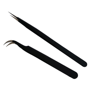 Pinzas de pestañas de Punta plateada de color personalizado Pinzas de extensión de pestañas de acero inoxidable de etiqueta privada con agarre de fibra - Product Image 4