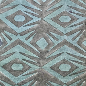 ผ้าฝ้ายพิมพ์ลายด้วยมือ ลายเรขาคณิตชนเผ่า ลายเพชร โทนสีน้ำเงิน - Product Image 2