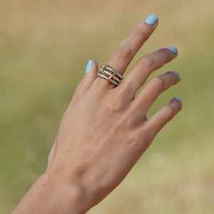 Venta caliente 14K Soild Gold Connector Band Ring Multi Link Connector Ring Enclavamiento Conector Anillos Regalo para él - Product Image 2