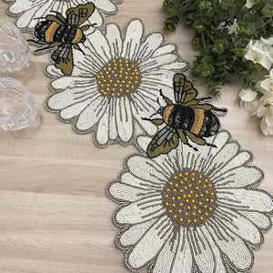 Chemin de table perlé élégant Chemin de table perlé élégant Broderie Designer Chemin perlé de graine Qualité supérieure Meilleur prix de gros - Product Image 2