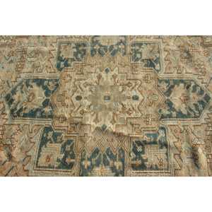 7,8x10 ft Rug, Turkish Vintage Rug, <b>Brown</b> Blue Persian <b>Wool</b> Rug - Product Image 5