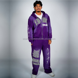 Fabricante personalizado Y2K DTF impresión invierno mejor sol desteñido ácido lavado 100% algodón chándal apilado Jogger conjunto Unisex chándal - Product Image 4