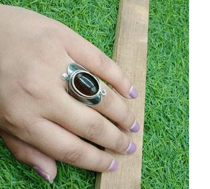 Piedra preciosa natural Christian Boho Ecológico Plata de Ley 925 Anillo de declaración artística hecho a mano para mujer Regalo elegante único - Product Image 1