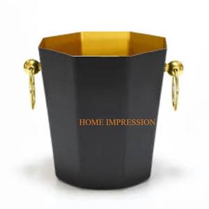 Seau à glace pour le vin de forme ronde en métal noir enduit de poudre La plus grande qualité Grande taille Dessus de table Barware Hôtels Seau à glace pour le vin - Product Image 2