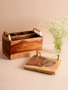 CADDY PLATEAU EN BOIS ACACIA pour TISSUS ET PORTE-COUVERTS IDEAL pour RESTAURANTS & HÔTELS - Product Image 5