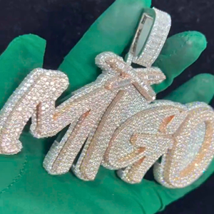 925 Sterling haute qualité personnalisé glacé bijoux fins pendentifs et breloques diamant pendentif Moissanite diamant pendentif argent - Product Image 1