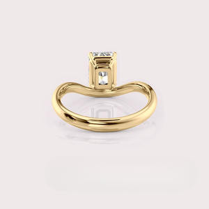 IGI Certified Radiant Cut Lab Grown Diamond Solitaire Engagement <b>Ring</b> in 14K White / Rose & Yellow Gold Modern Sculpted Band - Product Image 4