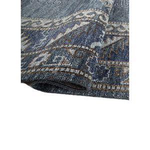 Tapis en laine noués à la main Erbe Blue, motifs rectangulaires et abstraits pour la maison - Rgs-1276 - Product Image 2